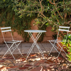 Table et chaises pliantes bistrot balcon terrasse- 2 places - Blanc - flore