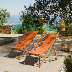 Avril Paris - Lot de 2 chiliennes pliantes règlables - 100 % coton - bois hêtre - multicolore - mauleon epice