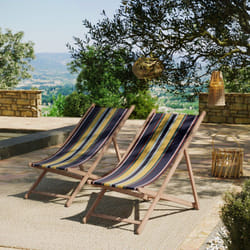 Avril Paris - Lot de 2 chiliennes pliantes règlables - 100 % coton - bois hêtre - multicolore - mimbaste