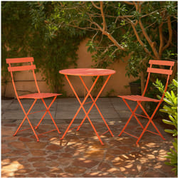 Table et chaises pliantes bistrot balcon terrasse- 2 places - Corail - flore