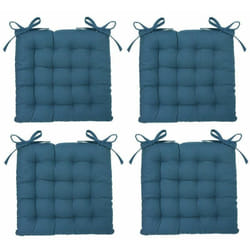 Lot de 4 galettes de chaise matelassées - 38 x 38 cm - Bleu canard - Livraison gratuite