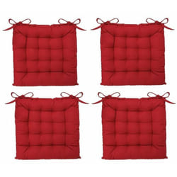 Lot de 4 galettes de chaise matelassées - 38 x 38 cm - Rouge - Livraison gratuite
