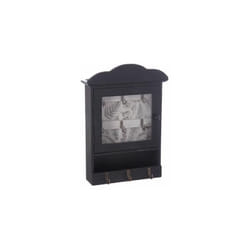 Atmosphera - Boite à clefs avec imprimé - l 20 cm x l 7,5 cm x h 28,5 cm - Noir avec fond bois - Livraison gratuite