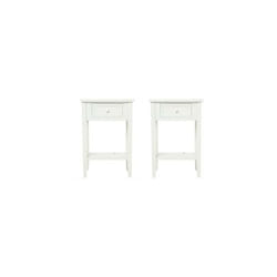 Atmosphera - Lot de 2 meubles de chevet - Table de nuit - Blanc - 1 tiroir + 1 étagère - Livraison gratuite