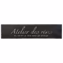 Décoration murale rectangulaire en fer avec message. Dimensions : L 78,8 x P 0,8 x H 18,2 cm. . Couleur : Noir. Matière: Fer. ...