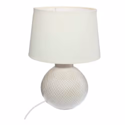 Cette lampe à poser tendance et chic, s'adaptera à votre intérieur. Matière : céramique (grès) et PVC. Alimentation sur secte ...