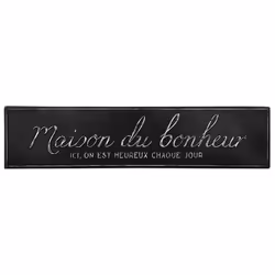 Décoration murale rectangulaire en fer avec message. Dimensions : L 78,8 x P 0,8 x H 18,2 cm. . Couleur : Noir. Matière: Fer. ...