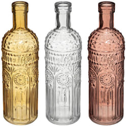 Lot de 3 vases bouteilles en verre - Jaune/Rouge/Transparent - h 24,5 cm - Livraison gratuite