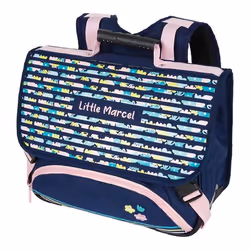 Cartable - LITTLE MARCEL - Blue Flowers - 38cm - 2 compartiments - Enfant
