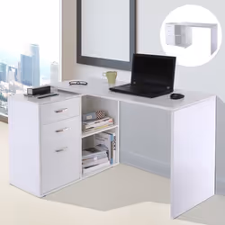 Bureau modulable - NO NAME - Solibac - Blanc - 3 tiroirs - Bureau dangle