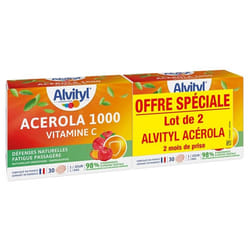 Alvityl Acérola 1000 Vitamine C Lot de 2 x 30 Comprimés à Croquer