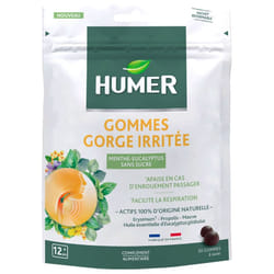 Humer Gommes Gorge Irritée Menthe Eucalyptus 30 Gommes