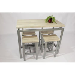 Ensemble design table haute - NO NAME - LE MANS - Bois et métal - 4 tabourets - Style contemporain