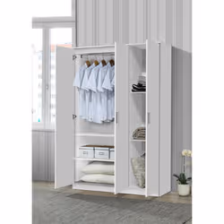 Meublorama PR-BURDUR-TR-WR3D-52D WH*3C/89KG placard et armoire de chambre à coucher 4 étagères 3 portes(s) - Vue supplémentaire 3
