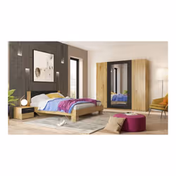 Meublorama DS-HA-VERA-CHENE-ET-NOIR-22RCDH20*4C/177KG placard et armoire de chambre à coucher 5 étagères 4 portes(s) - Vue supplémentaire 6