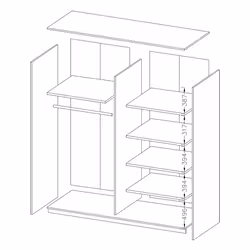 Meublorama DS-HA-BETA-22W01656*4C/166KG placard et armoire de chambre à coucher 5 étagères 2 portes(s) - Vue supplémentaire 5