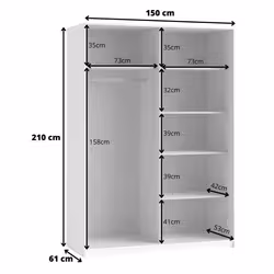 Meublorama HA-BETA-22971655*4C/141KG placard et armoire de chambre à coucher 5 étagères 2 portes(s) - Vue supplémentaire 4