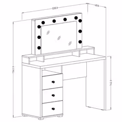 Meublorama HA-DIVA-2497KB49*2C/59KG coiffeuse et ensemble de coiffeuses pour chambre à coucher - Vue supplémentaire 3