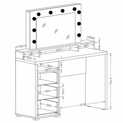 Meublorama HA-DIVA-2497KB49*2C/59KG coiffeuse et ensemble de coiffeuses pour chambre à coucher - Vue supplémentaire 6