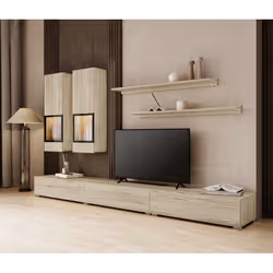 Meublorama HA-BAROS-24E0BM10+LED-23000002-*4C/75KG Support TV et centre de divertissement 6 étagères - Vue supplémentaire 2