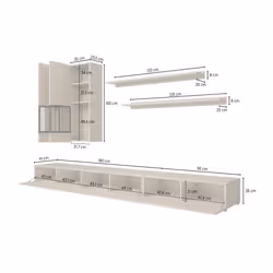 Meublorama HA-BAROS-24E0BM10+LED-23000002-*4C/75KG Support TV et centre de divertissement 6 étagères - Vue supplémentaire 4