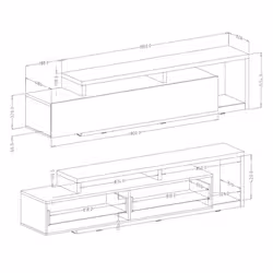 Meublorama HA-BOTA-2484FG40*2C/73KG Support TV et centre de divertissement 1 tiroir(s) - Vue supplémentaire 5