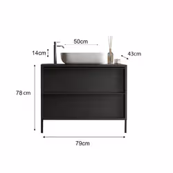 Meublorama MI-STEEL-438986-T79*2C/38KG miroir de salle de bain et armoire de rangement pour évier - Vue supplémentaire 3