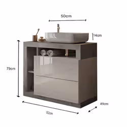 Meublorama MI-HAMBURG-439030CE-T92*2C/48KG miroir de salle de bain et armoire de rangement pour évier - Vue supplémentaire 3