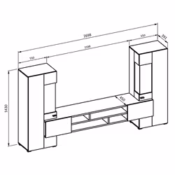 Meublorama DS-HA-COBY-24WNMB10*3C/116KG Support TV et centre de divertissement 6 étagères - Vue supplémentaire 2