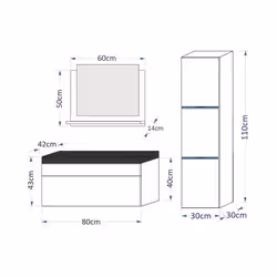 Meublorama FH-LU1-17B-HG20-80U+2-KLIPEX-RGB*6C/49KG miroir de salle de bain et armoire de rangement pour évier - Vue supplémentaire 5