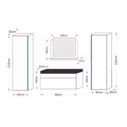 Meublorama FH-DR2-17W-HG21-80U+4-KLIPEX-RGB*7C/64KG miroir de salle de bain et armoire de rangement pour évier - Vue supplémentaire 5