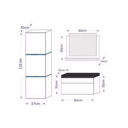 Meublorama FH-IB1-17B-HG20-U60+2-KLIPEX-RGB*6C/48KG miroir de salle de bain et armoire de rangement pour évier - Vue supplémentaire 5
