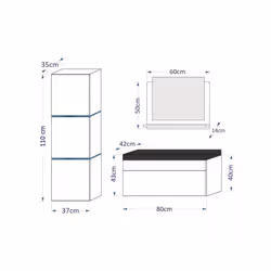 Meublorama FH-IB1-17B-HG20-U80+2-KLIPEX-RGB*6C/57KG miroir de salle de bain et armoire de rangement pour évier - Vue supplémentaire 5