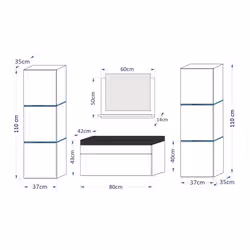 Meublorama FH-IB2-17B-HG20-U80+4-KLIPEX-RGB*7C/80KG miroir de salle de bain et armoire de rangement pour évier - Vue supplémentaire 5