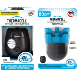 Thermacell - Appareil Anti Moustiques & Moustiques Tigres + Recharge 80h- Bouclier 29m² -Rechargeable - Inodore THE55NOIR80