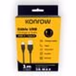 Konrow KCATCPB1- Câble USB Type C  vers Type A (1m 3A Noir) - Emballage Original