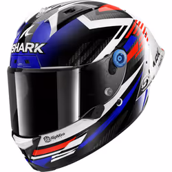Shark Aeron GP FIM Firstlap Carbon Casque, blanc-rouge-bleu, taille M pour Hommes