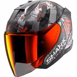 Shark Skwal i3 Jet Hellcat Casque jet, noir-blanc-rouge, taille XS pour Hommes