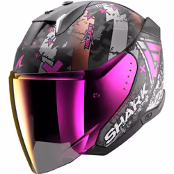 Shark Skwal i3 Jet Hellcat Casque jet, noir-blanc-rose, taille S pour Hommes