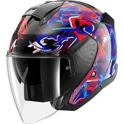 Shark Skwal Jet Pranz Casque jet, noir-charbon-rouge-bleu, taille L pour Hommes