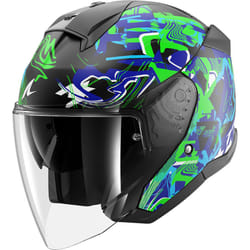 Shark Skwal Jet Pranz Casque jet, noir-blanc-vert-bleu, taille S pour Hommes