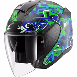 Shark Skwal Jet Pranz Casque jet, noir-blanc-vert-bleu, taille 2XL pour Hommes