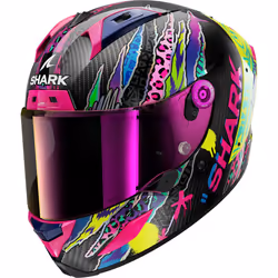 Shark Aeron Fawn Casque en carbone, charbon-pourpre-jaune, taille 2XL pour Hommes