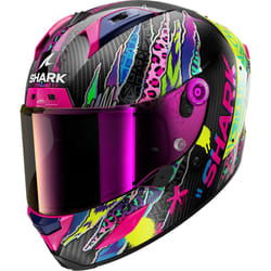 Shark Aeron Fawn Casque en carbone, charbon-pourpre-jaune, taille 2XL pour Hommes