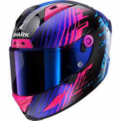 Shark Aeron Edgy Casque en carbone, charbon-bleu-pourpre, taille XL pour Hommes