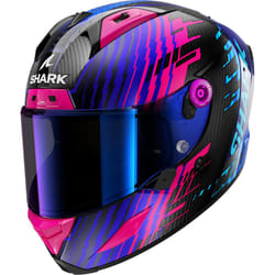 Shark Aeron Edgy Casque en carbone, charbon-bleu-pourpre, taille XL pour Hommes