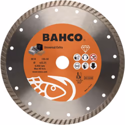 Disque diamant utilisation universelle Bahco 3916-115-10S-UE pour outillage électroportatif. Idéal pour couper le béton, pier ...