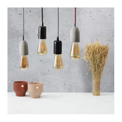 Les Tendances - Suspension Béton - Câble Textile Noir Et Blanc