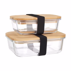 Lot de 2 Boîtes de Conservation Bambou 09L Transparent
