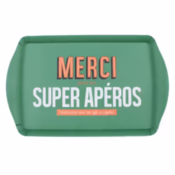 Plateau de Service Imprimé Merci 37cm Vert